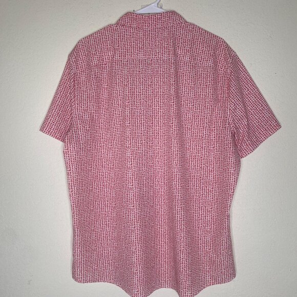 Perry Ellis Motion Shirt Mens XL Red Button Down Slim Fit Short Sleeve Casual Pr - Picture 3 of 9